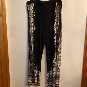 NWOT Black Harem Pants with Floral side panel and hem Size 26W